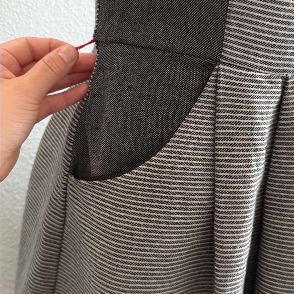 Eva Franco Grey and White Stripped Strapless Fit-And-Flare Dress - Picture 3 of 8